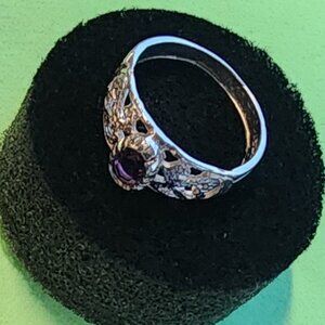 Silver Amethyst 925Mex Pinky Ring